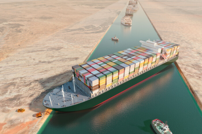 Containerschiff steckt im Suezkanal fest