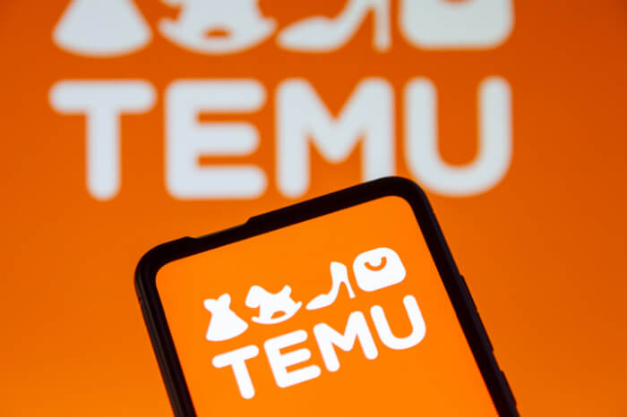 Logo des Marktplatzes Temu in den Farben Orange und Weiß