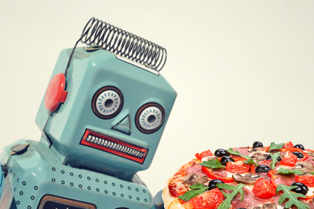 Roboter und Pizza